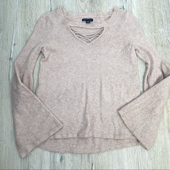 American Eagle Pink Fuzzy Sweater - Picture 2 of 11